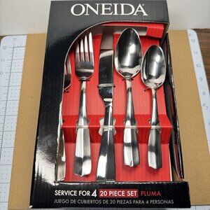 Oneida Pluma Stainless Flatware 20 Piece Set Serves 4 B155020K